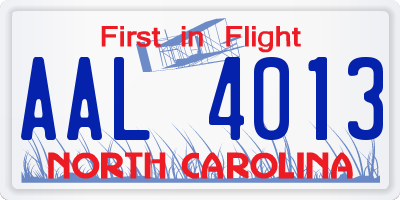 NC license plate AAL4013