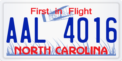 NC license plate AAL4016