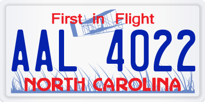 NC license plate AAL4022