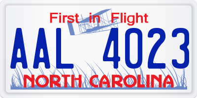 NC license plate AAL4023