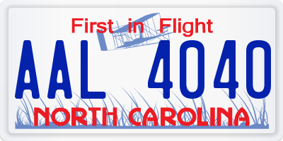 NC license plate AAL4040