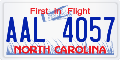 NC license plate AAL4057