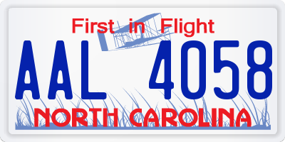 NC license plate AAL4058