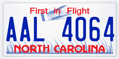 NC license plate AAL4064