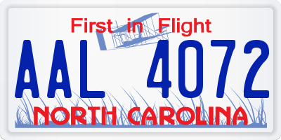 NC license plate AAL4072