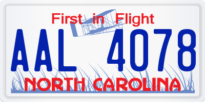 NC license plate AAL4078