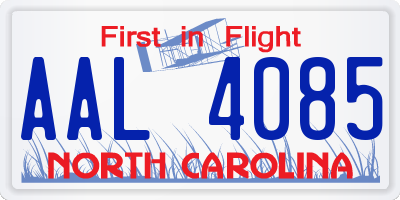 NC license plate AAL4085