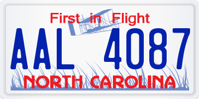 NC license plate AAL4087