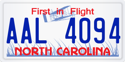 NC license plate AAL4094