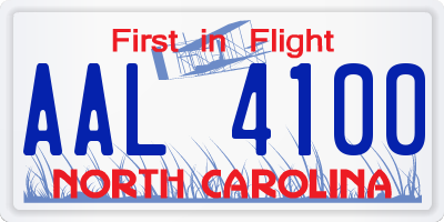 NC license plate AAL4100