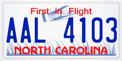 NC license plate AAL4103