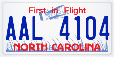 NC license plate AAL4104