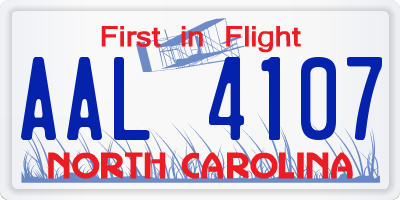 NC license plate AAL4107