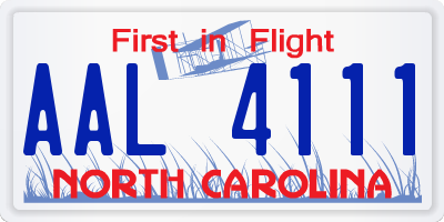 NC license plate AAL4111