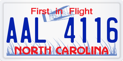 NC license plate AAL4116