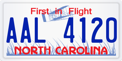 NC license plate AAL4120