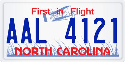 NC license plate AAL4121