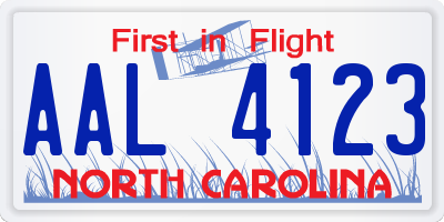 NC license plate AAL4123