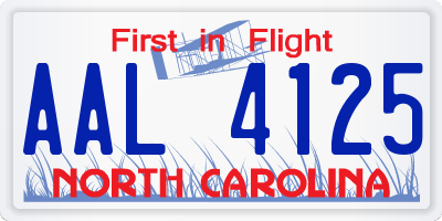 NC license plate AAL4125