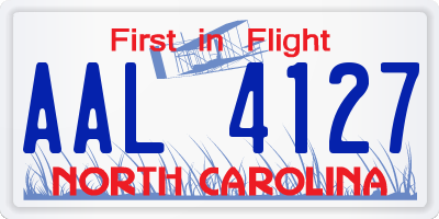 NC license plate AAL4127