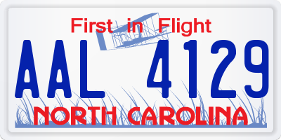 NC license plate AAL4129