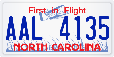 NC license plate AAL4135