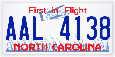 NC license plate AAL4138