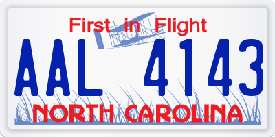 NC license plate AAL4143
