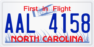 NC license plate AAL4158