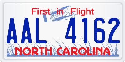 NC license plate AAL4162