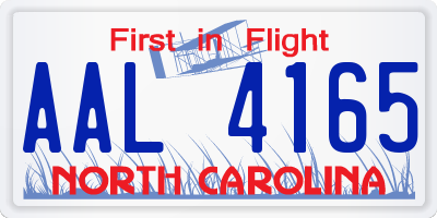 NC license plate AAL4165