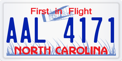 NC license plate AAL4171