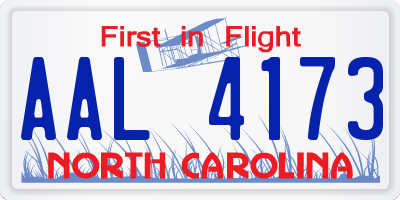 NC license plate AAL4173