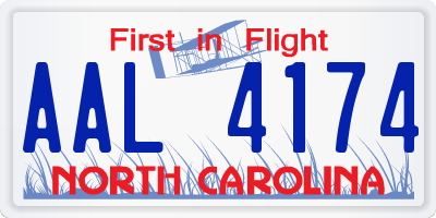 NC license plate AAL4174