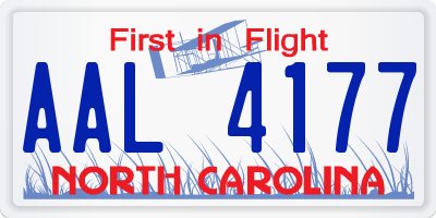NC license plate AAL4177