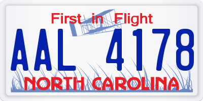 NC license plate AAL4178