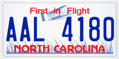 NC license plate AAL4180