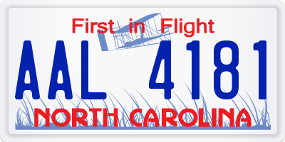 NC license plate AAL4181