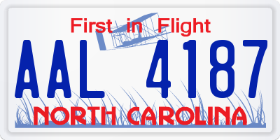 NC license plate AAL4187