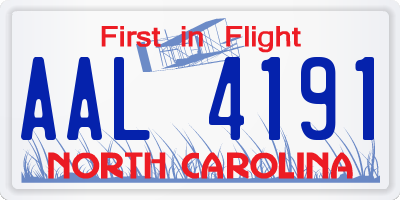 NC license plate AAL4191
