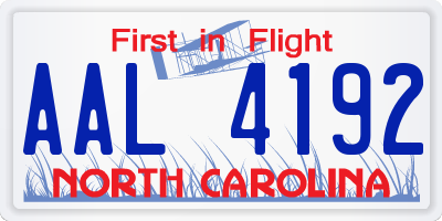 NC license plate AAL4192