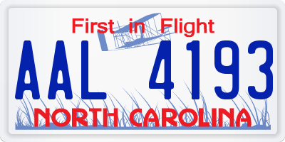 NC license plate AAL4193