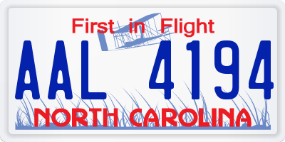 NC license plate AAL4194