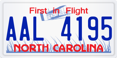 NC license plate AAL4195