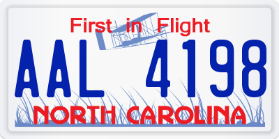 NC license plate AAL4198