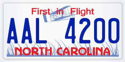 NC license plate AAL4200