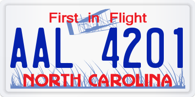 NC license plate AAL4201