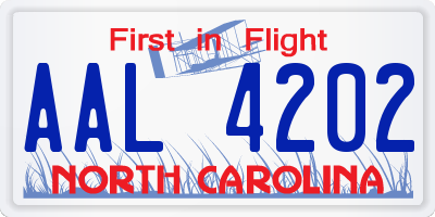 NC license plate AAL4202