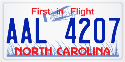 NC license plate AAL4207
