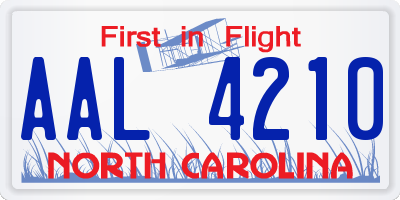 NC license plate AAL4210